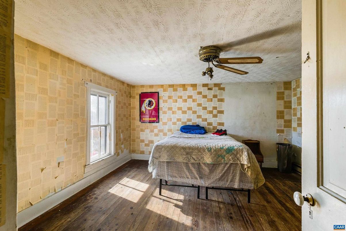 Bedroom, Interior, Stone Walls, Wood Texture Flooring