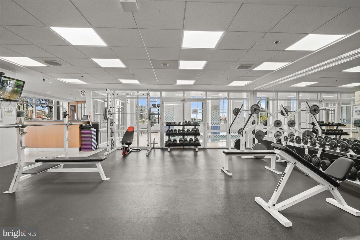 Fitness Equipment, Gym, Interior, Recessed Lighting
