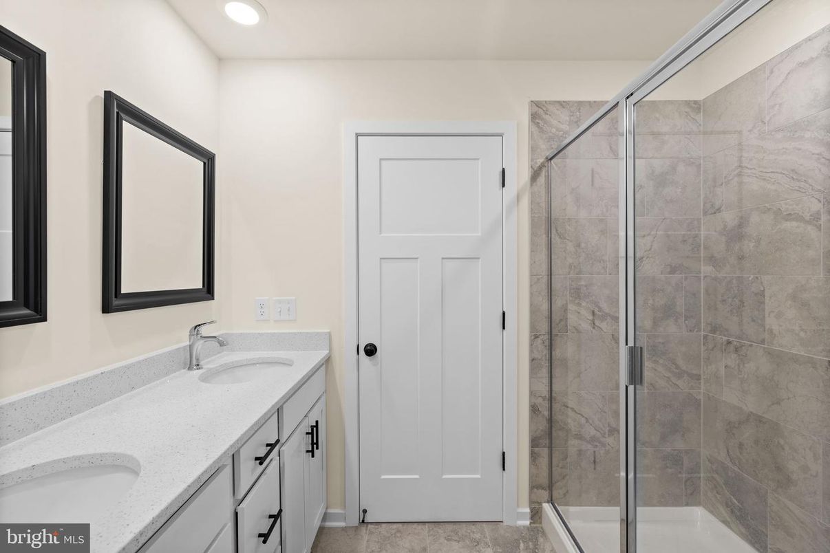 Bathroom, Dual Sink Vanities, Glass Shower, Interior, Recessed Lighting