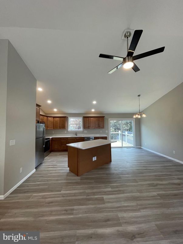 Interior, Kitchen, Pendant Lights, Recessed Lighting, Wood Texture Flooring