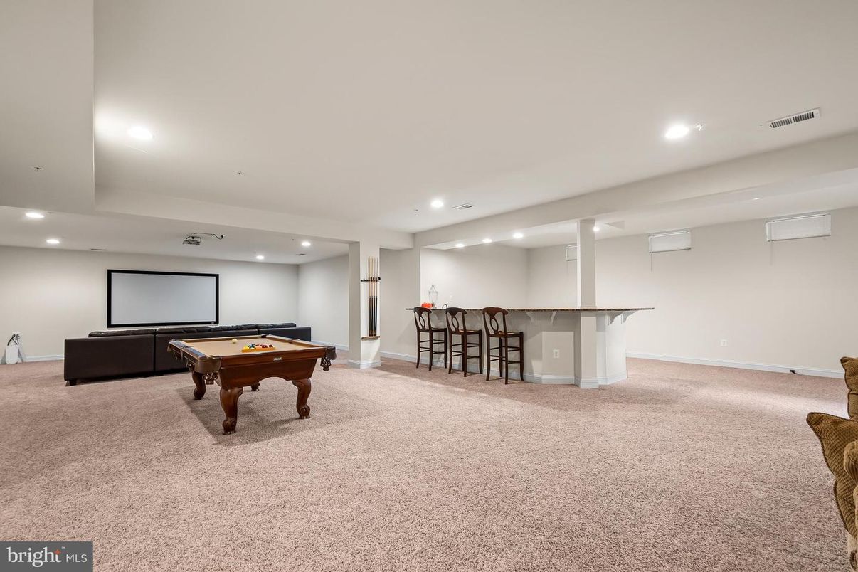 Billiard Table, Game Room, Interior, Projection Screen, Recessed Lighting