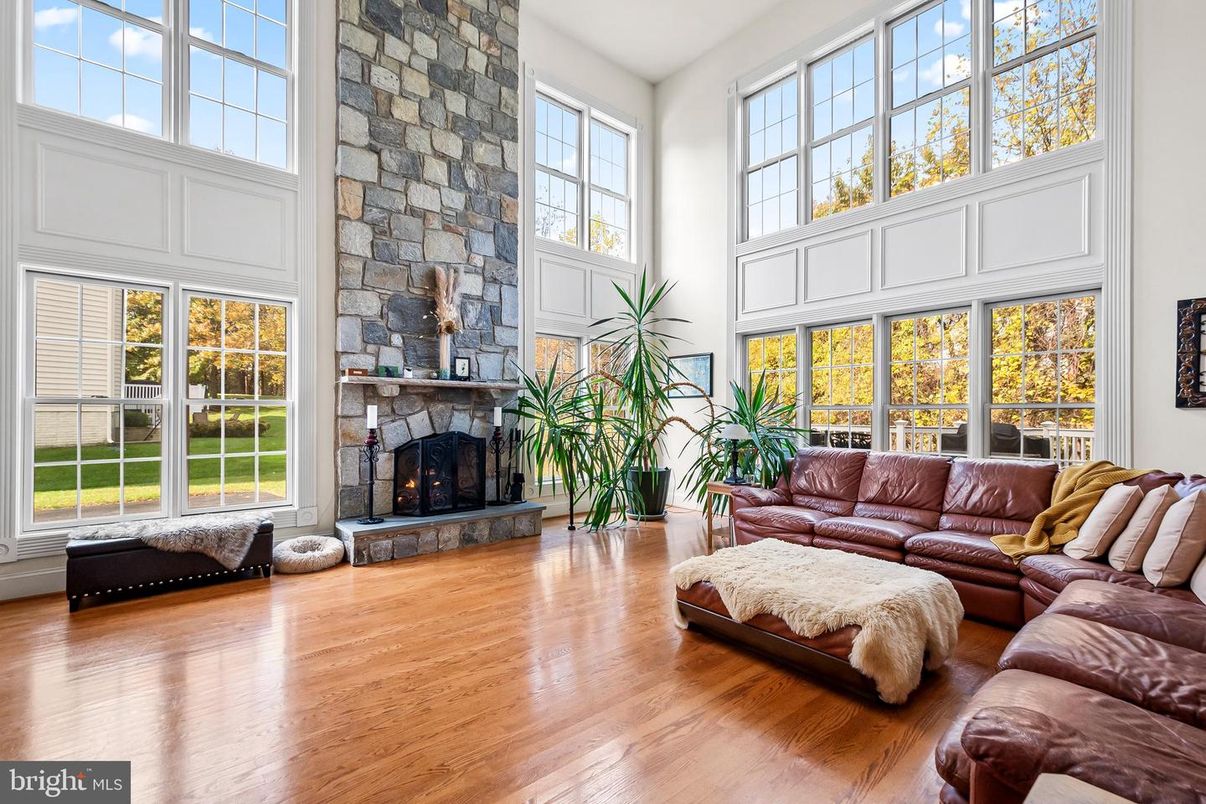 Fireplace, Interior, Living room, Stone Walls, Wood Texture Flooring