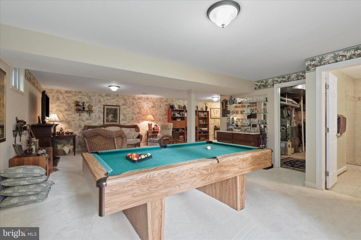 Billiard Table, Game Room, Interior, Stone Walls