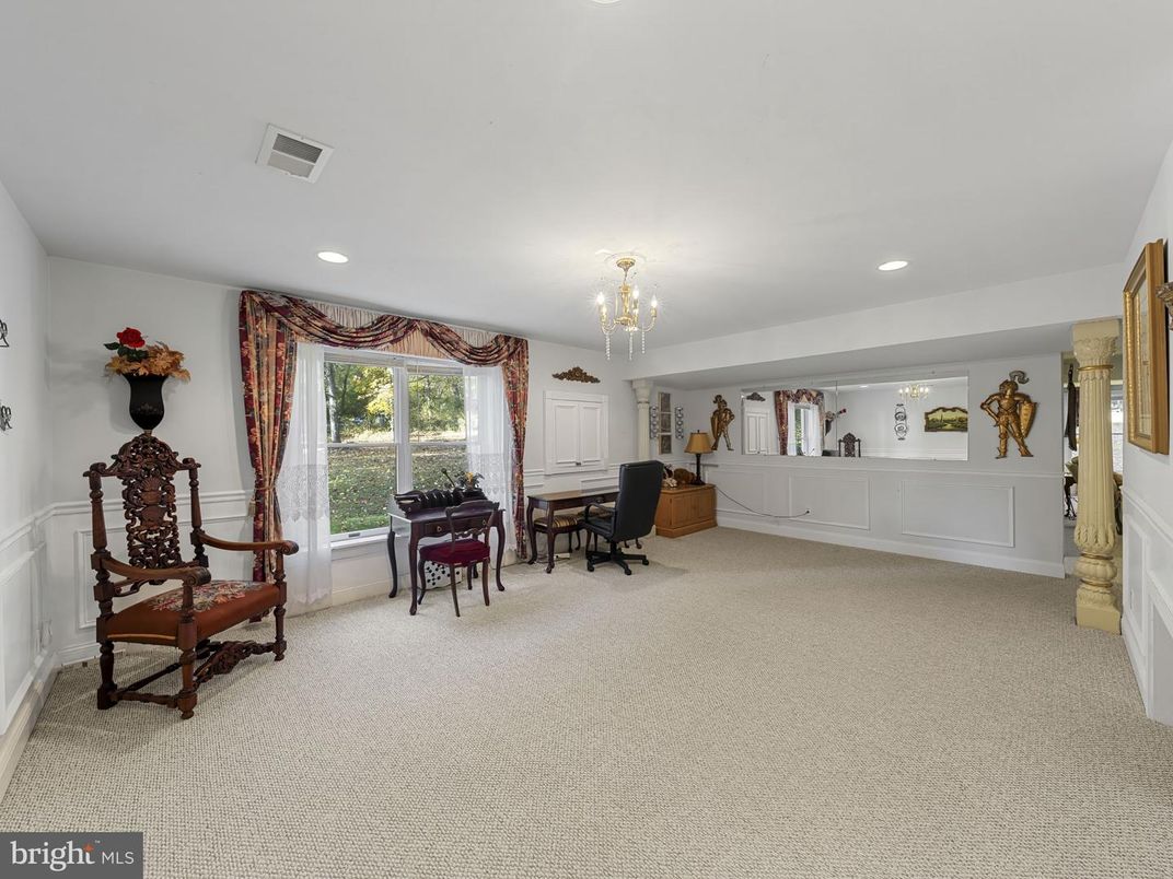Chandelier, Home Office, Interior, Recessed Lighting