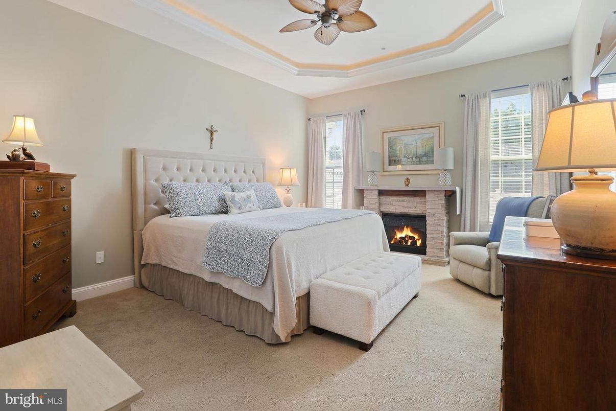 Bedroom, Fireplace, Interior