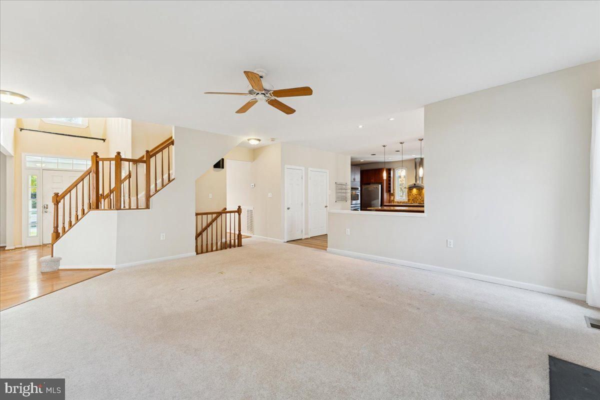Empty room, Interior, Kitchen, Pendant Lights, Recessed Lighting, Wood Texture Flooring