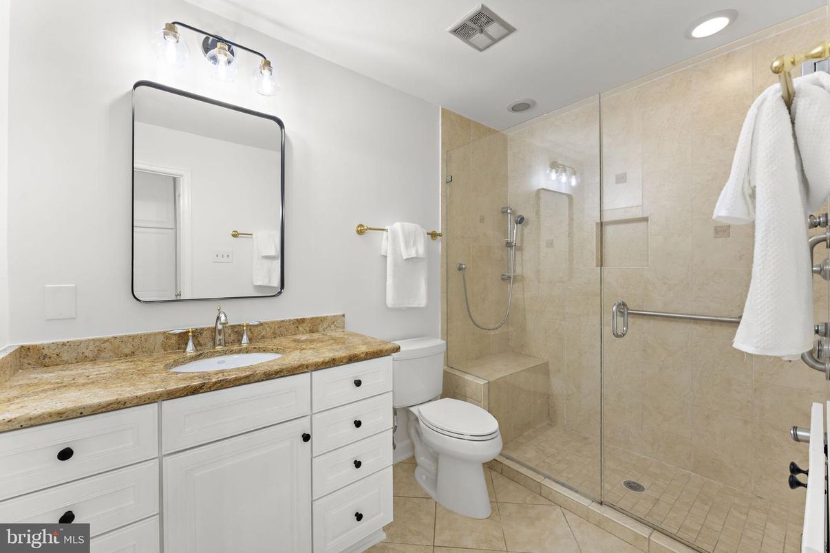 Bathroom, Glass Shower, Interior, Recessed Lighting