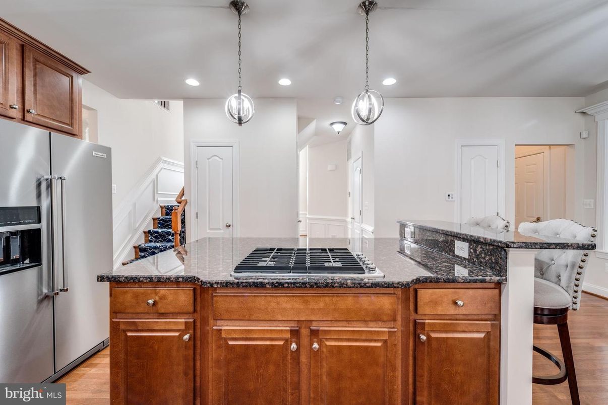 Interior, Kitchen, Pendant Lights, Recessed Lighting, Wood Texture Flooring