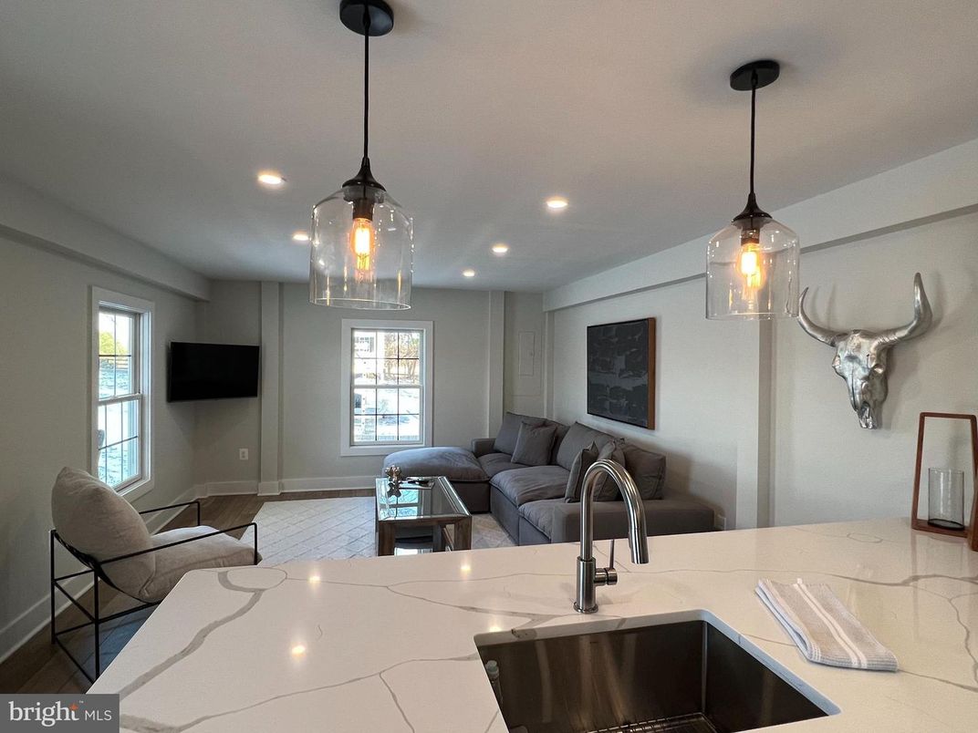 Interior, Kitchen, Living room, Pendant Lights, Recessed Lighting, Wood Texture Flooring