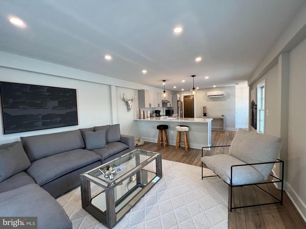 Interior, Kitchen, Living room, Pendant Lights, Recessed Lighting, Wood Texture Flooring