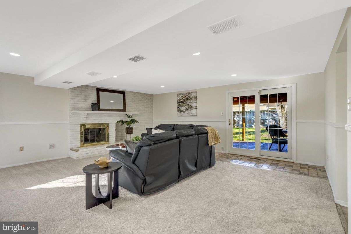 Fireplace, Interior, Living room, Recessed Lighting, Stone Walls