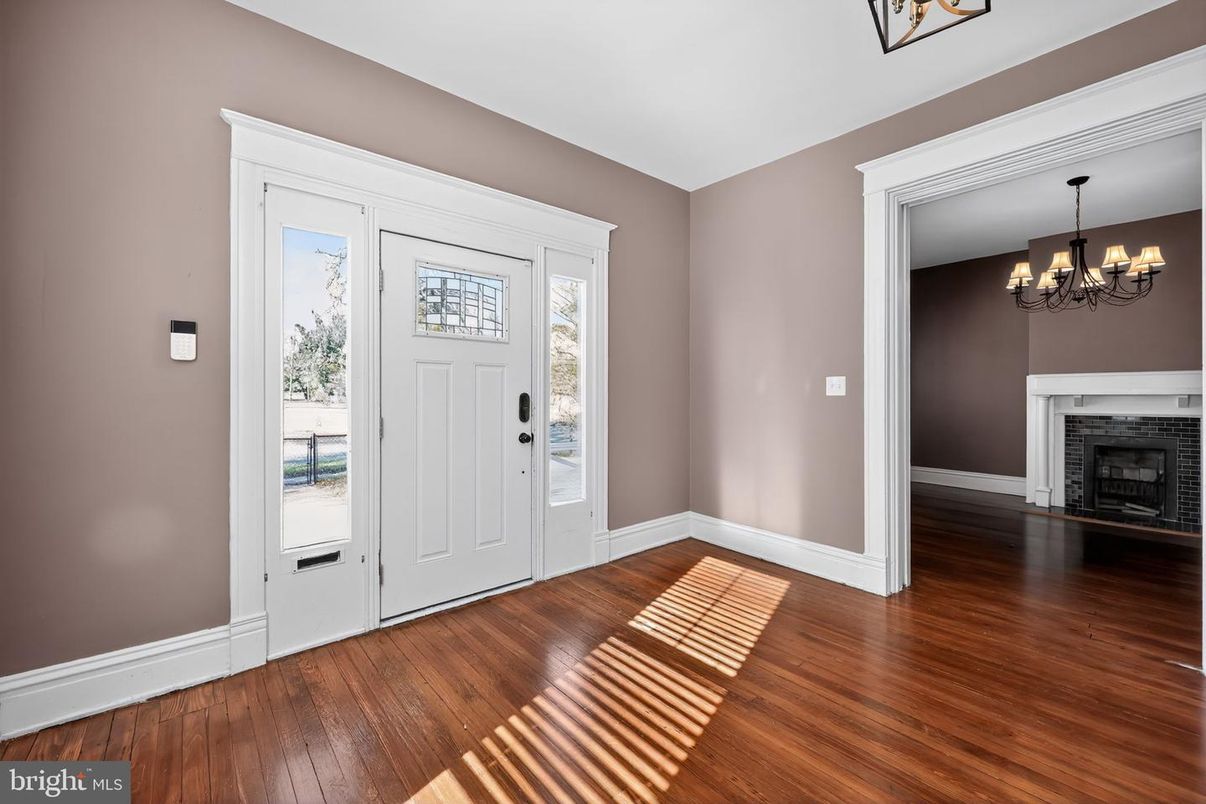 Chandelier, Empty room, Fireplace, Interior, Wood Texture Flooring