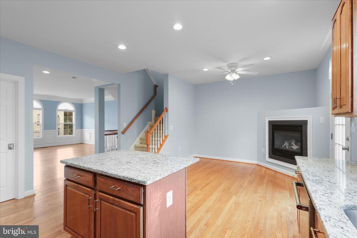 Fireplace, Interior, Recessed Lighting, Wood Texture Flooring