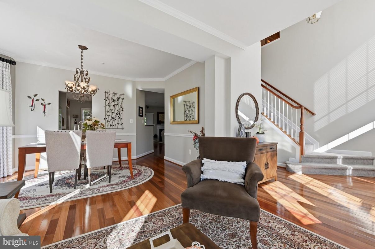 Chandelier, Dining room, Interior, Wood Texture Flooring
