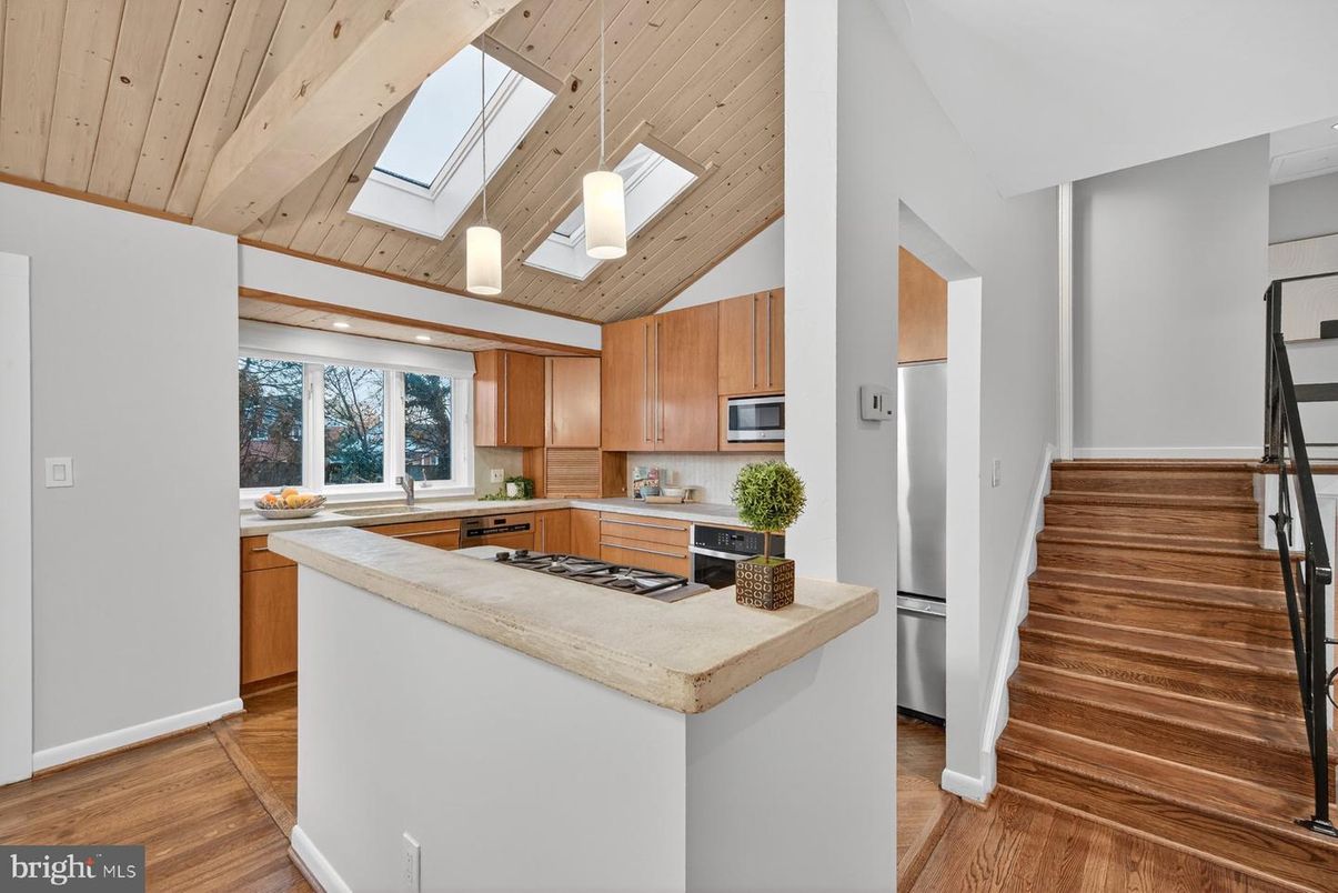 Interior, Kitchen, Pendant Lights, Wooden Ceilings, Wood Texture Flooring