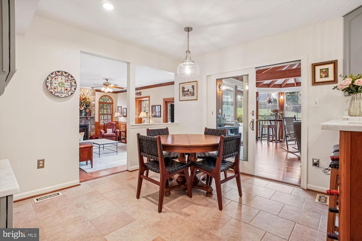 Dining room, Fireplace, Interior, Pendant Lights, Recessed Lighting