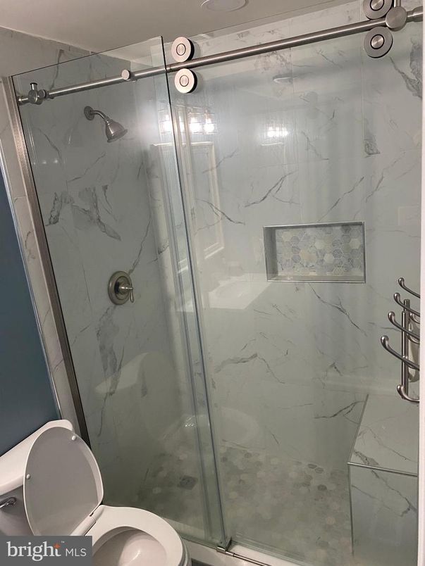 Bathroom, Glass Shower, Interior, Marble Walls