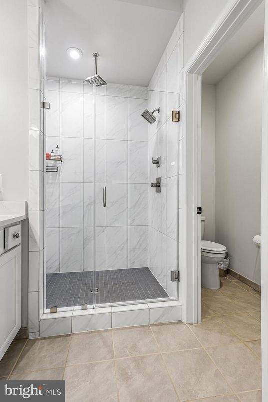 Bathroom, Glass Shower, Interior, Marble Walls, Recessed Lighting