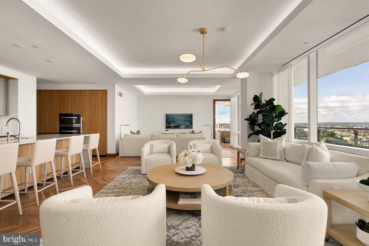 Interior, Kitchen, Living room, Pendant Lights, Recessed Lighting, Stainless Steel Appliances, Wood Texture Flooring