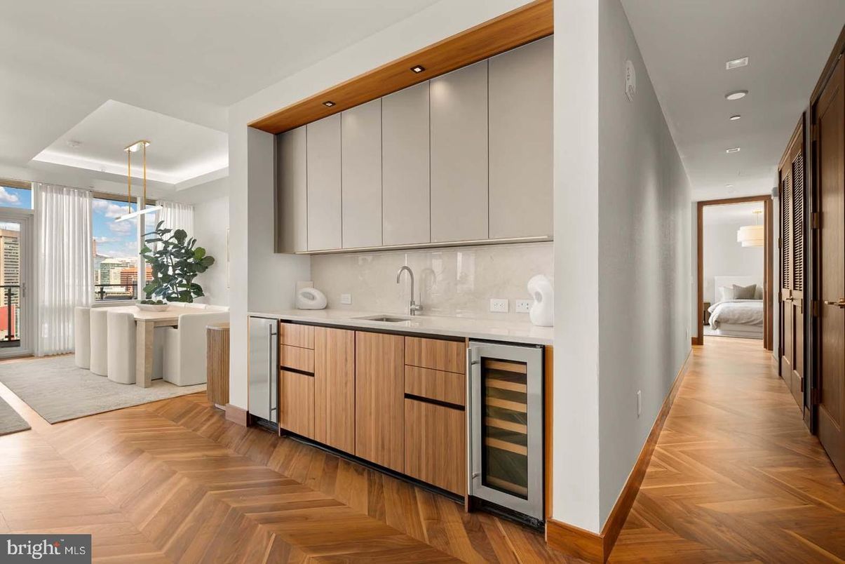 Bedroom, Interior, Pendant Lights, Recessed Lighting, Wood Texture Flooring