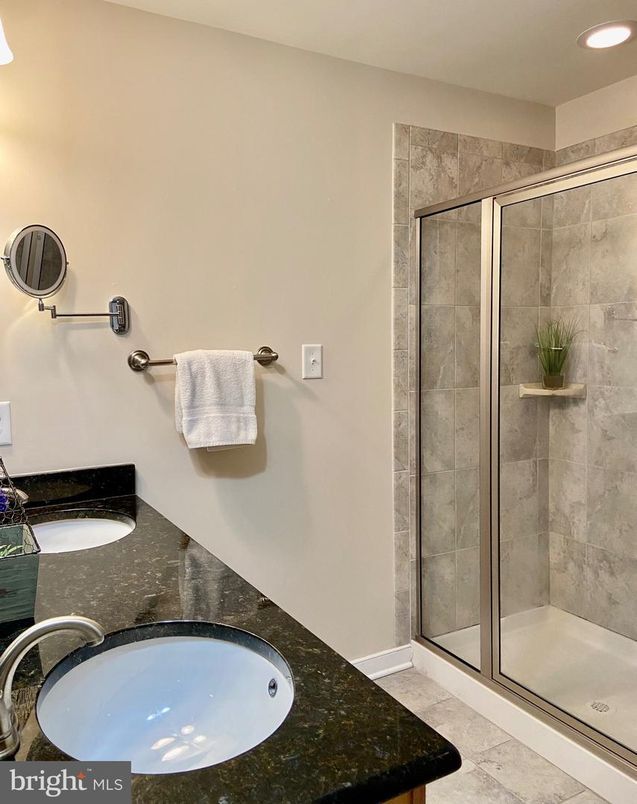 Bathroom, Dual Sink Vanities, Glass Shower, Interior, Recessed Lighting