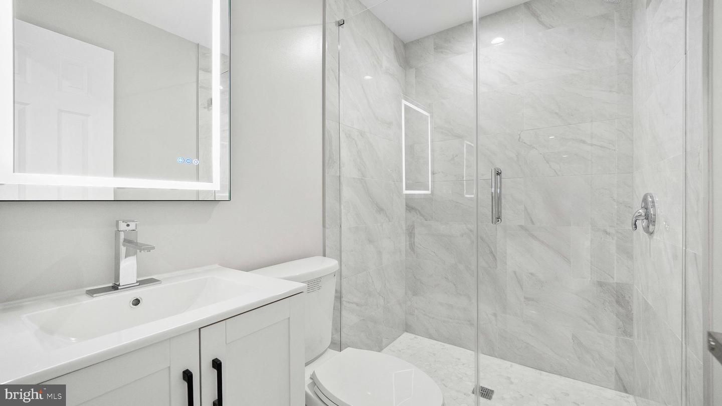 Bathroom, Glass Shower, Interior, Marble Walls, Recessed Lighting