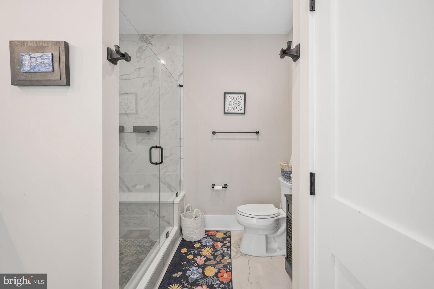 Bathroom, Glass Shower, Interior, Marble Walls