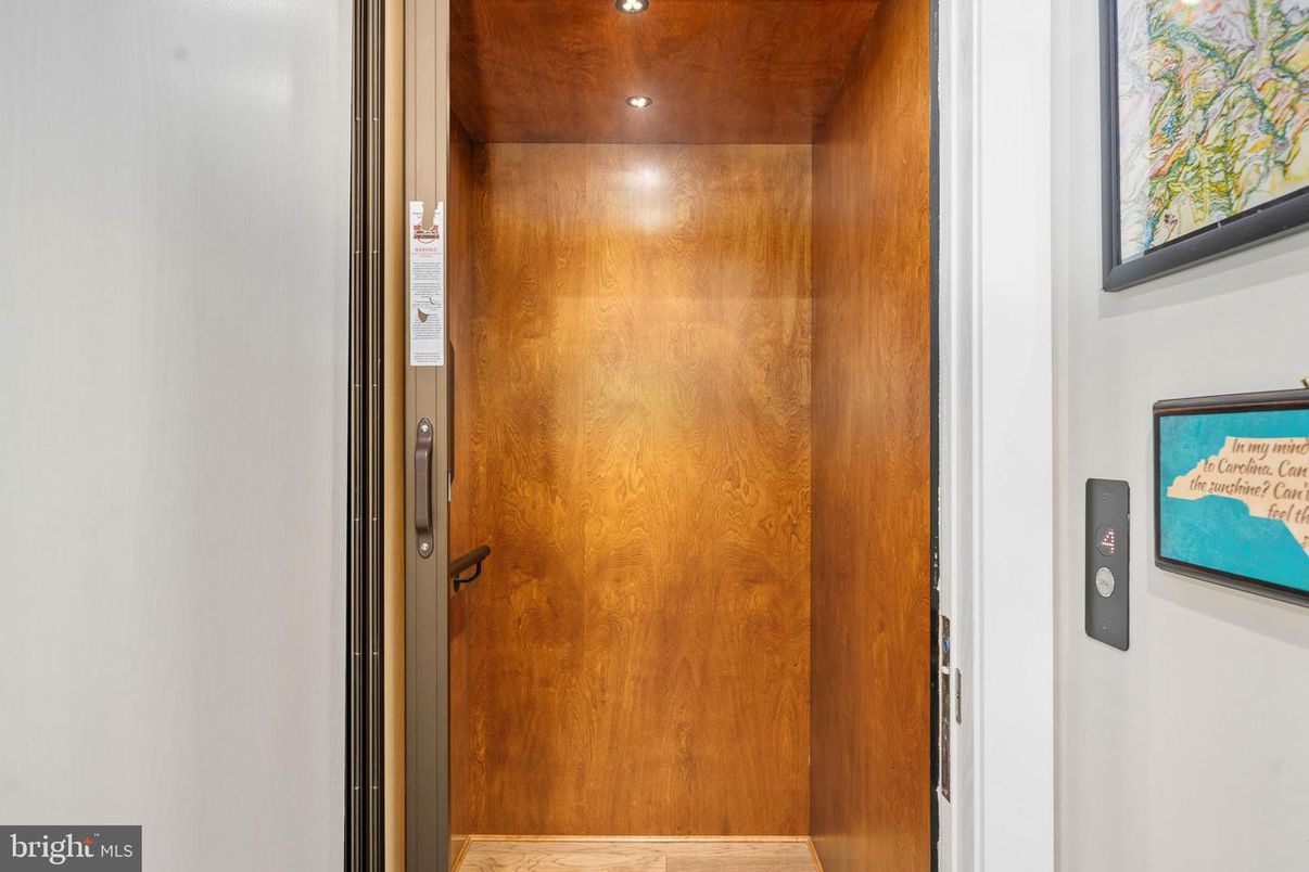 Elevator, Interior, Recessed Lighting, Wooden Walls