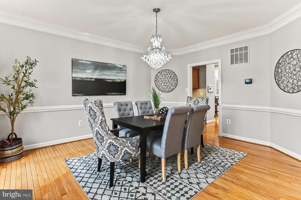 Chandelier, Dining room, Interior, Wood Texture Flooring