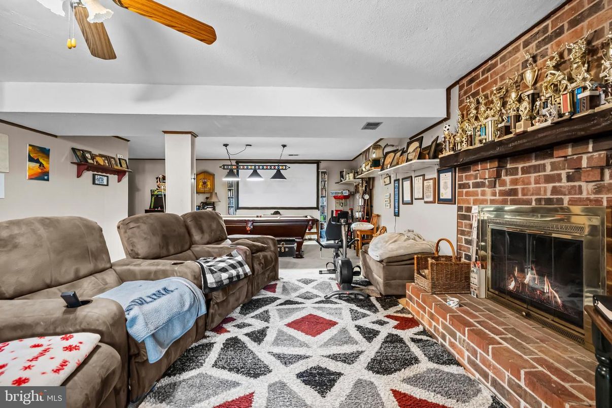 Billiard Table, Fireplace, Game Room, Interior, Living room, Stone Walls