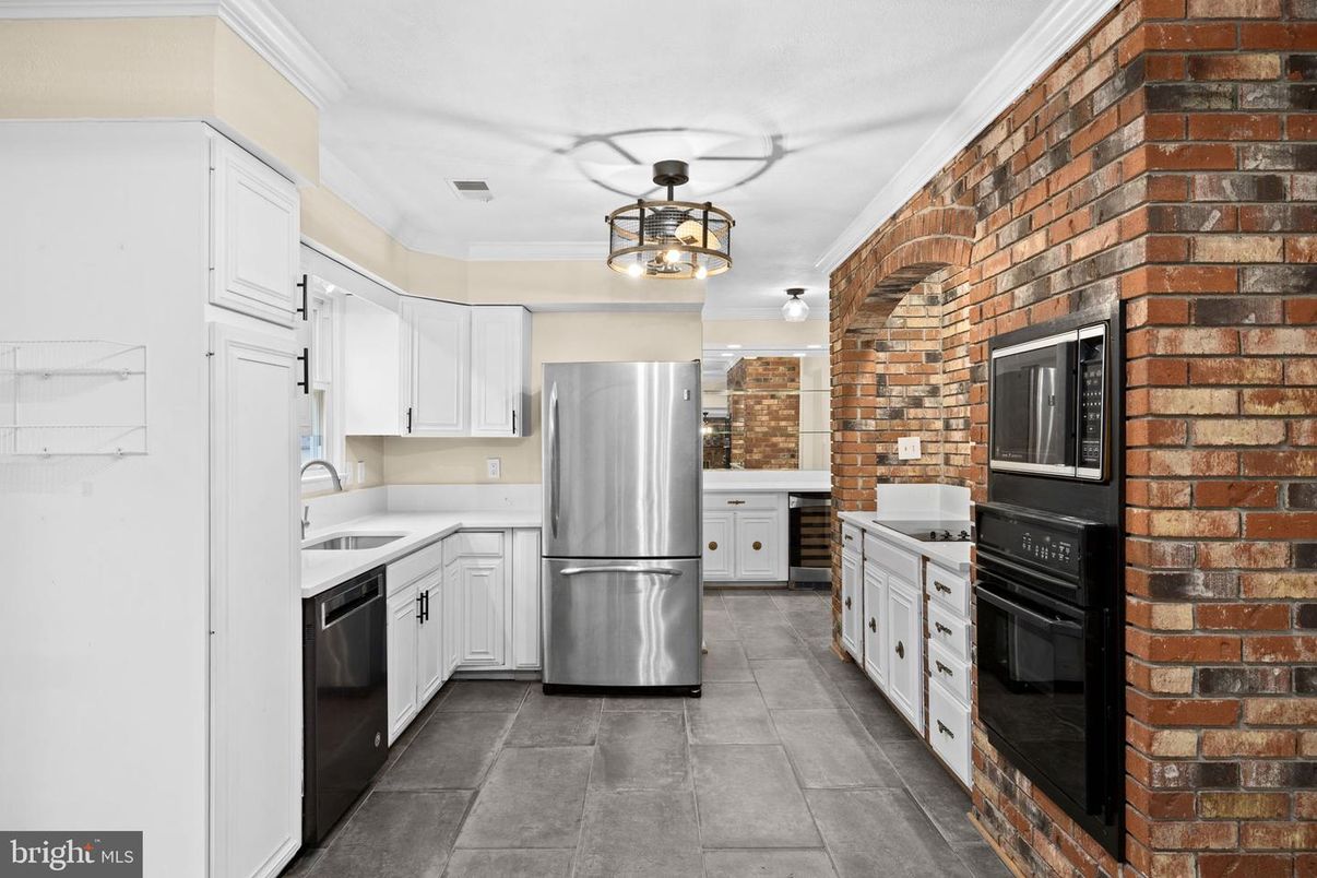 Interior, Kitchen, Stainless Steel Appliances, Stone Walls