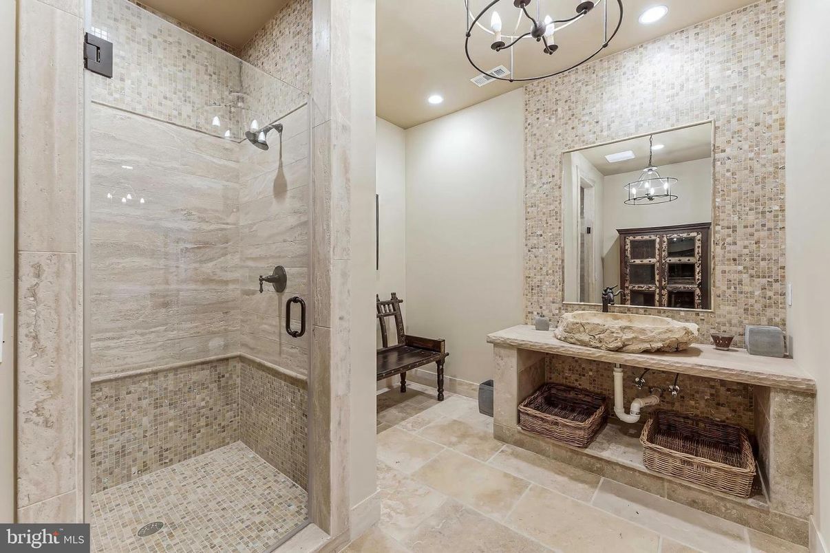 Bathroom, Glass Shower, Interior, Recessed Lighting