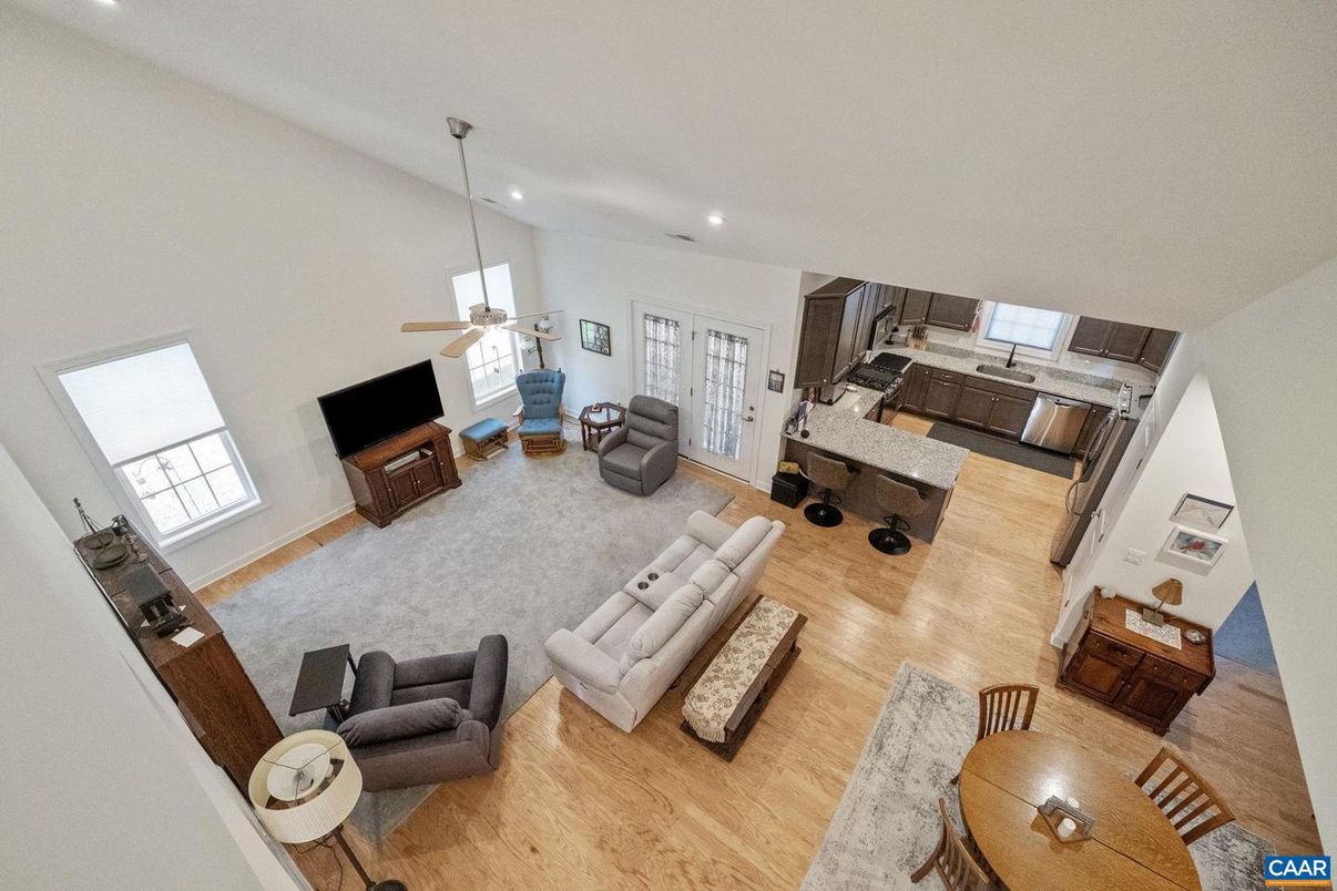 Interior, Kitchen, Living room, Recessed Lighting, Wood Texture Flooring