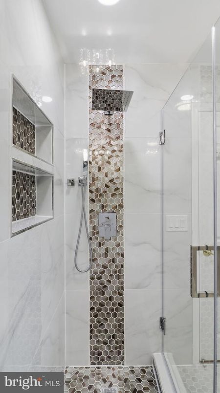 Bathroom, Glass Shower, Interior, Marble Walls