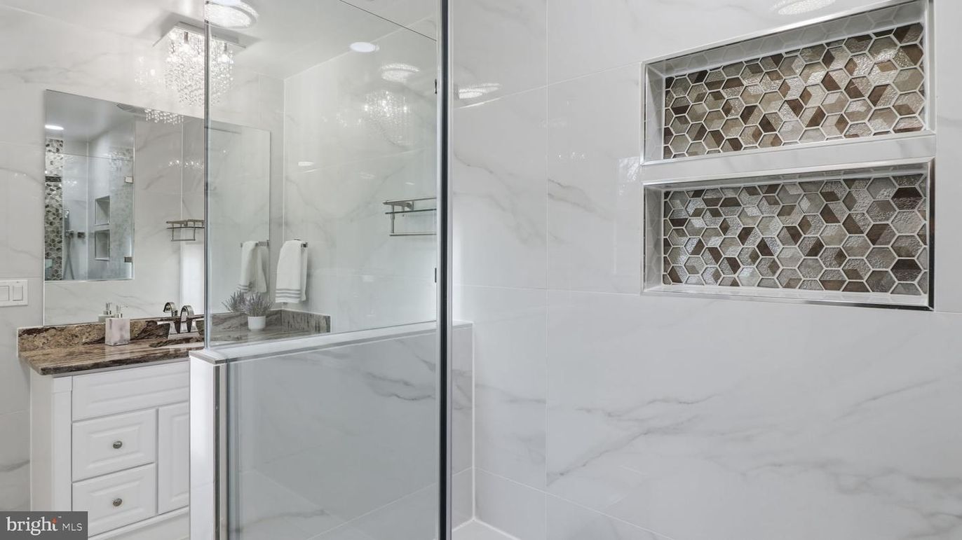 Bathroom, Glass Shower, Interior, Marble Walls