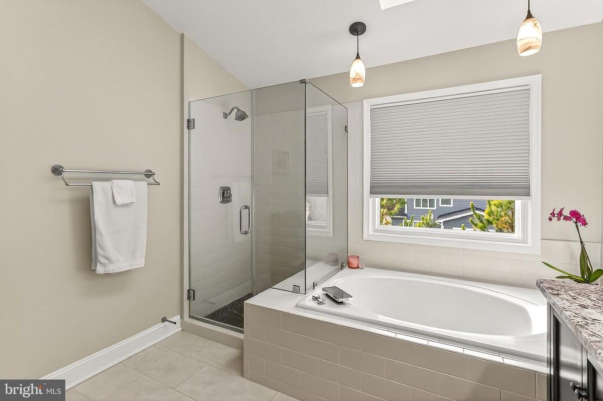 Bathroom, Glass Shower, Interior, Pendant Lights