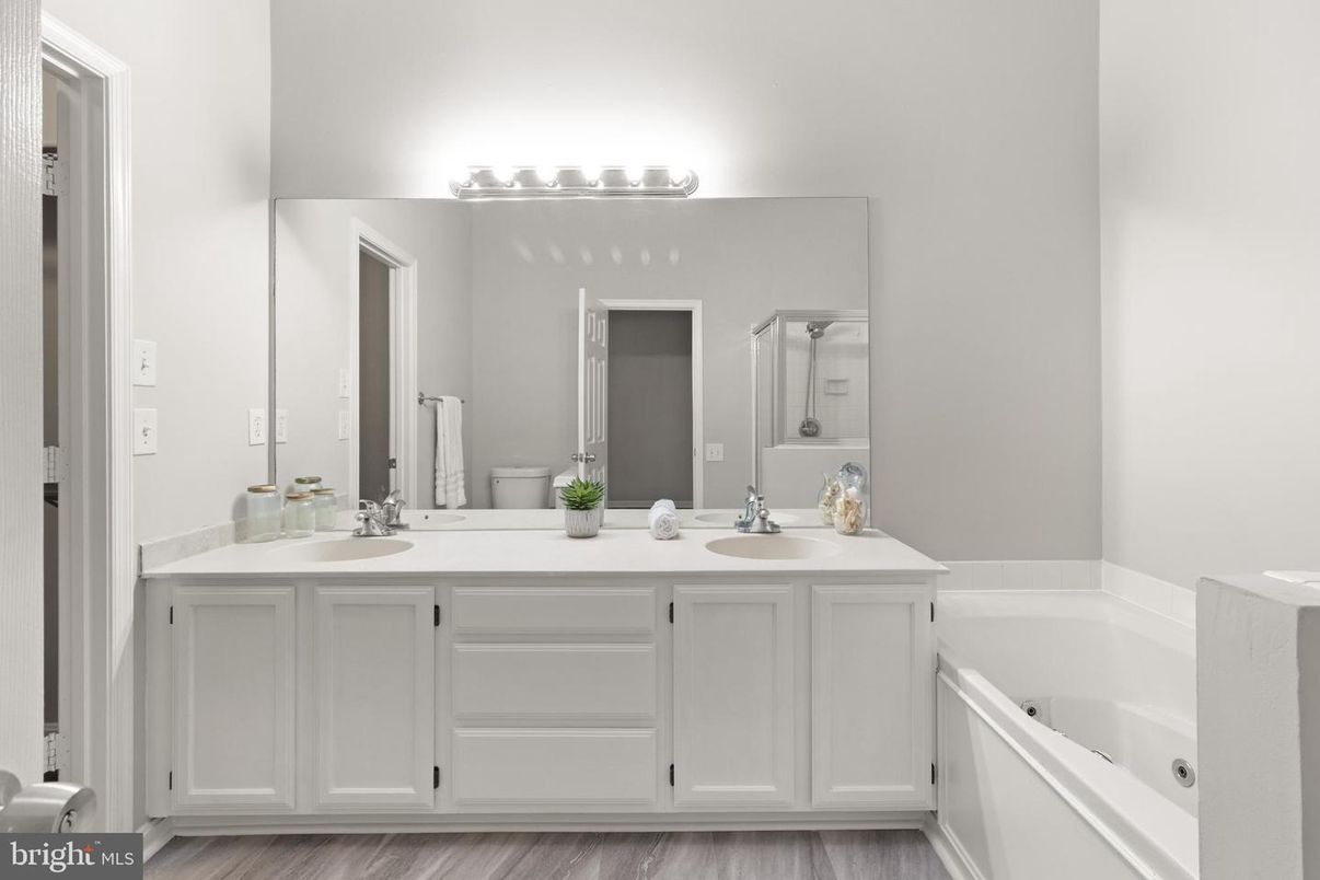 Bathroom, Dual Sink Vanities, Interior, Wood Texture Flooring