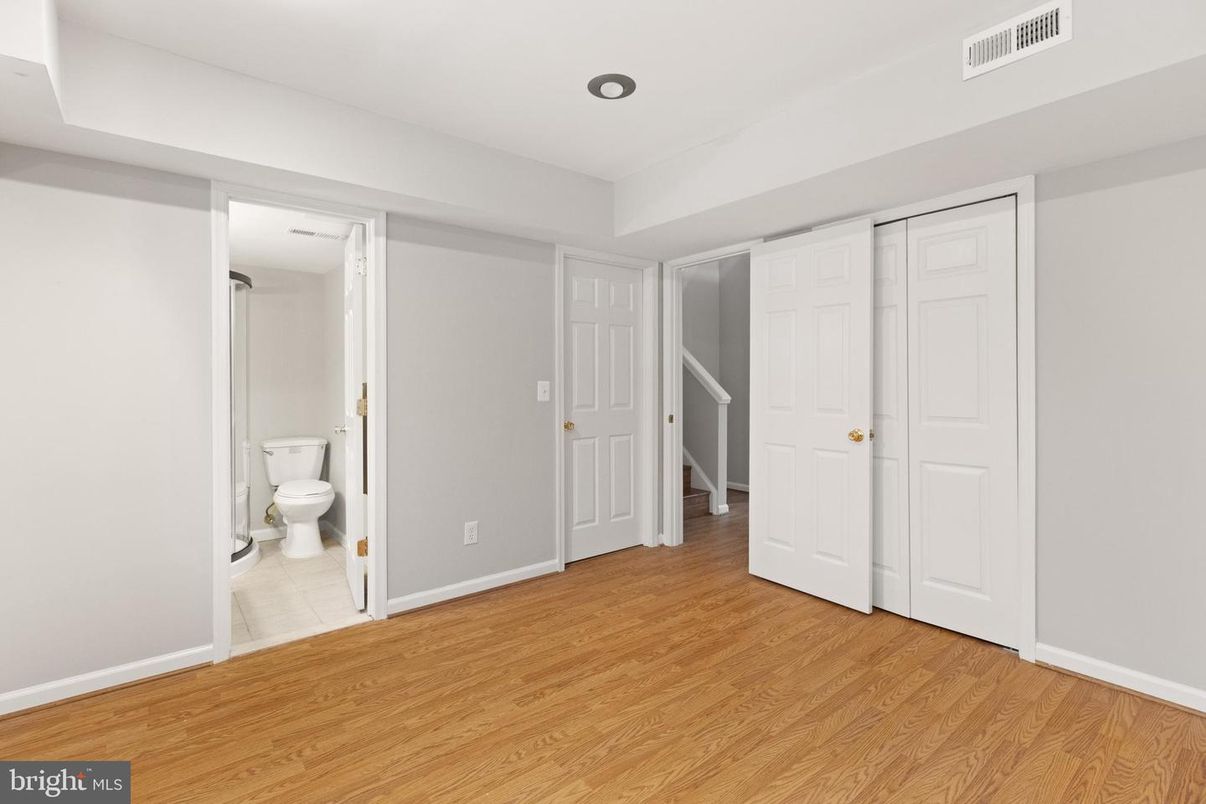 Bathroom, Empty room, Interior, Recessed Lighting, Wood Texture Flooring