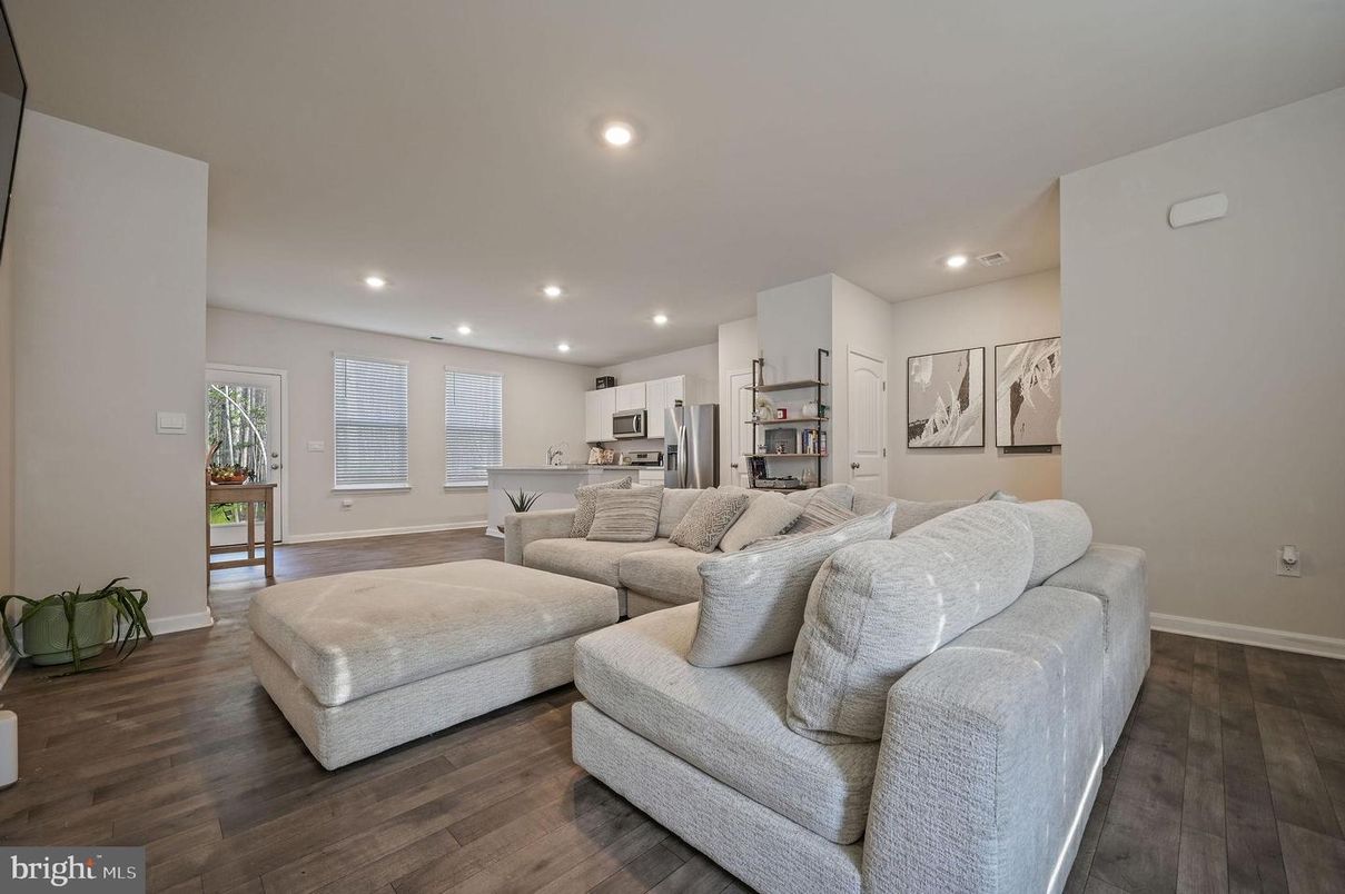 Interior, Kitchen, Living room, Recessed Lighting, Stainless Steel Appliances, Wood Texture Flooring