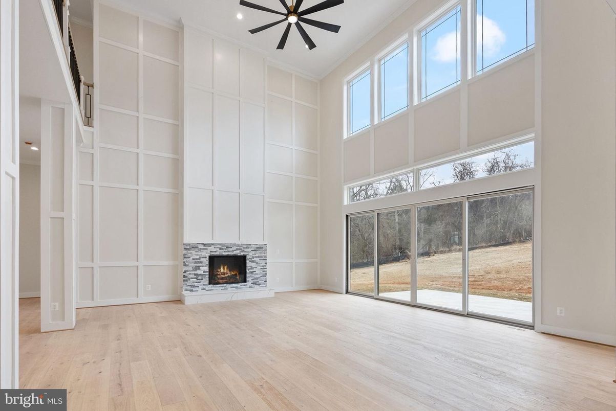 Empty room, Fireplace, Interior, Recessed Lighting, Wood Texture Flooring