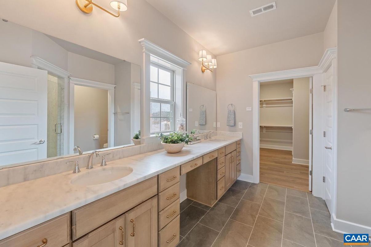 Bathroom, Dual Sink Vanities, Interior, Wood Texture Flooring