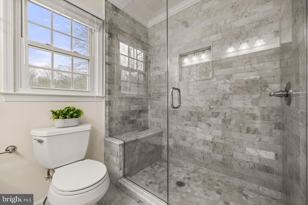 Bathroom, Glass Shower, Interior, Marble Walls