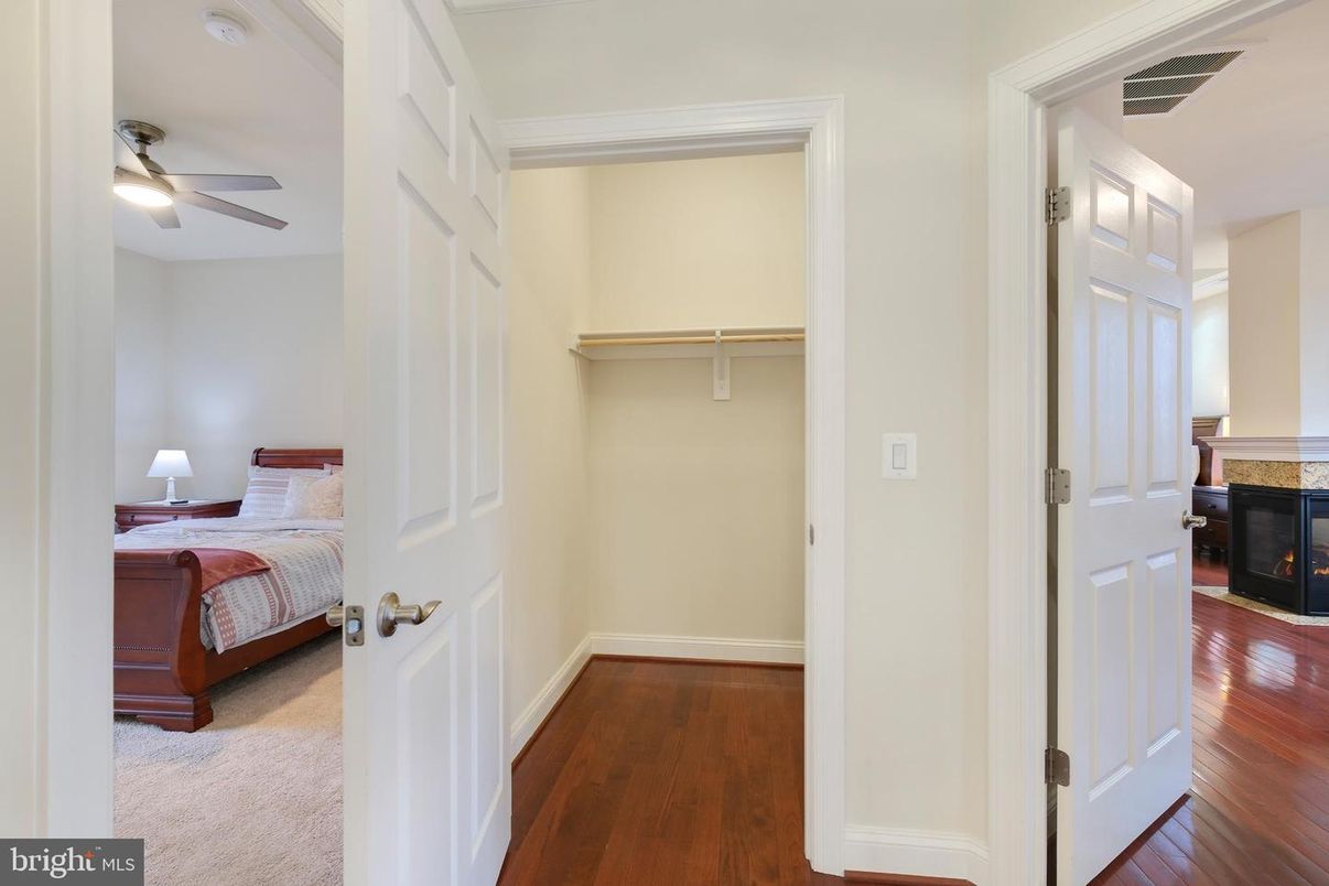 Bedroom, Fireplace, Interior, Wood Texture Flooring