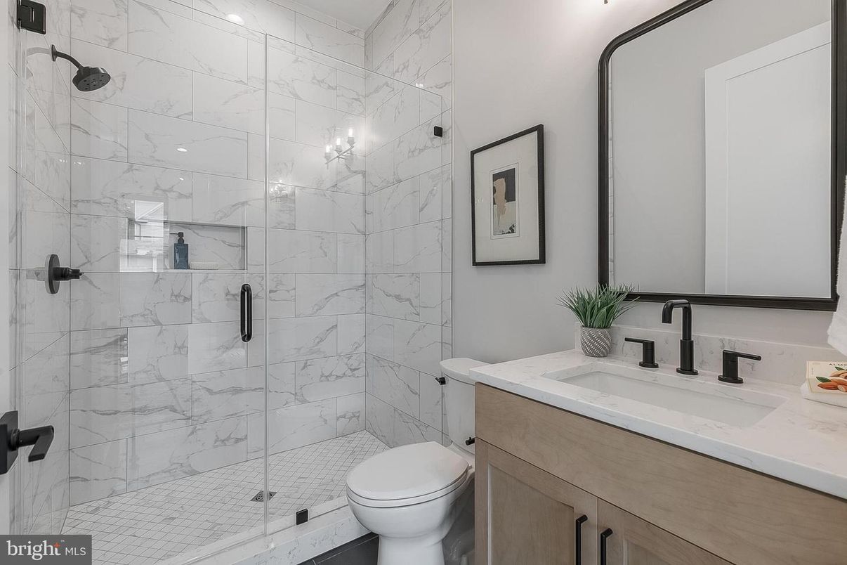 Bathroom, Glass Shower, Interior, Marble Walls