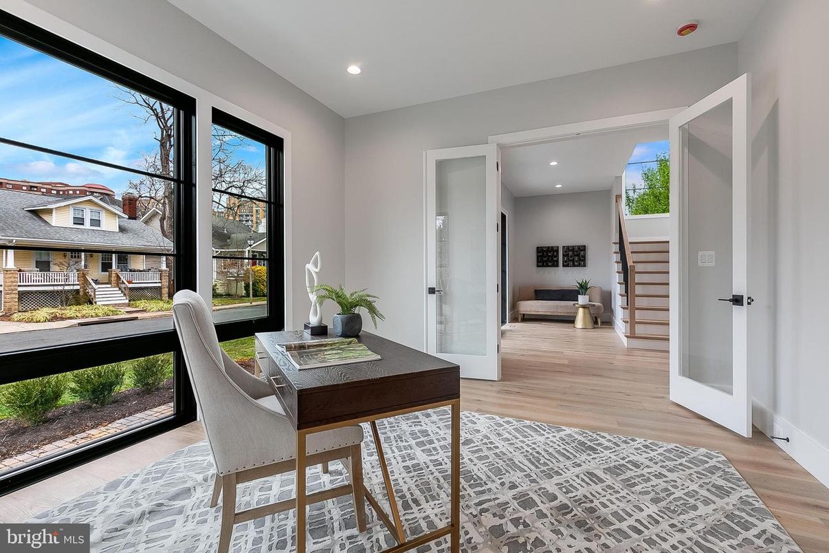 Home Office, Interior, Recessed Lighting, Wood Texture Flooring