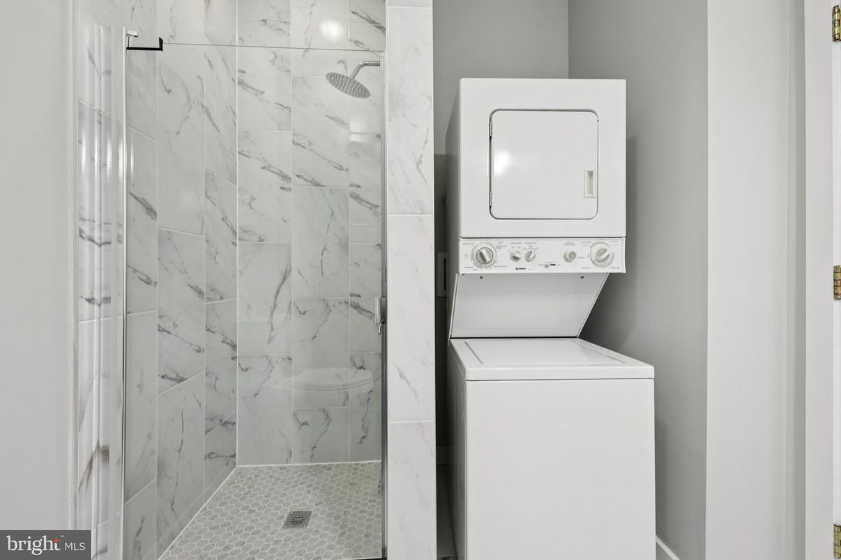 Bathroom, Interior, Marble Walls, Utility Closets, Washer