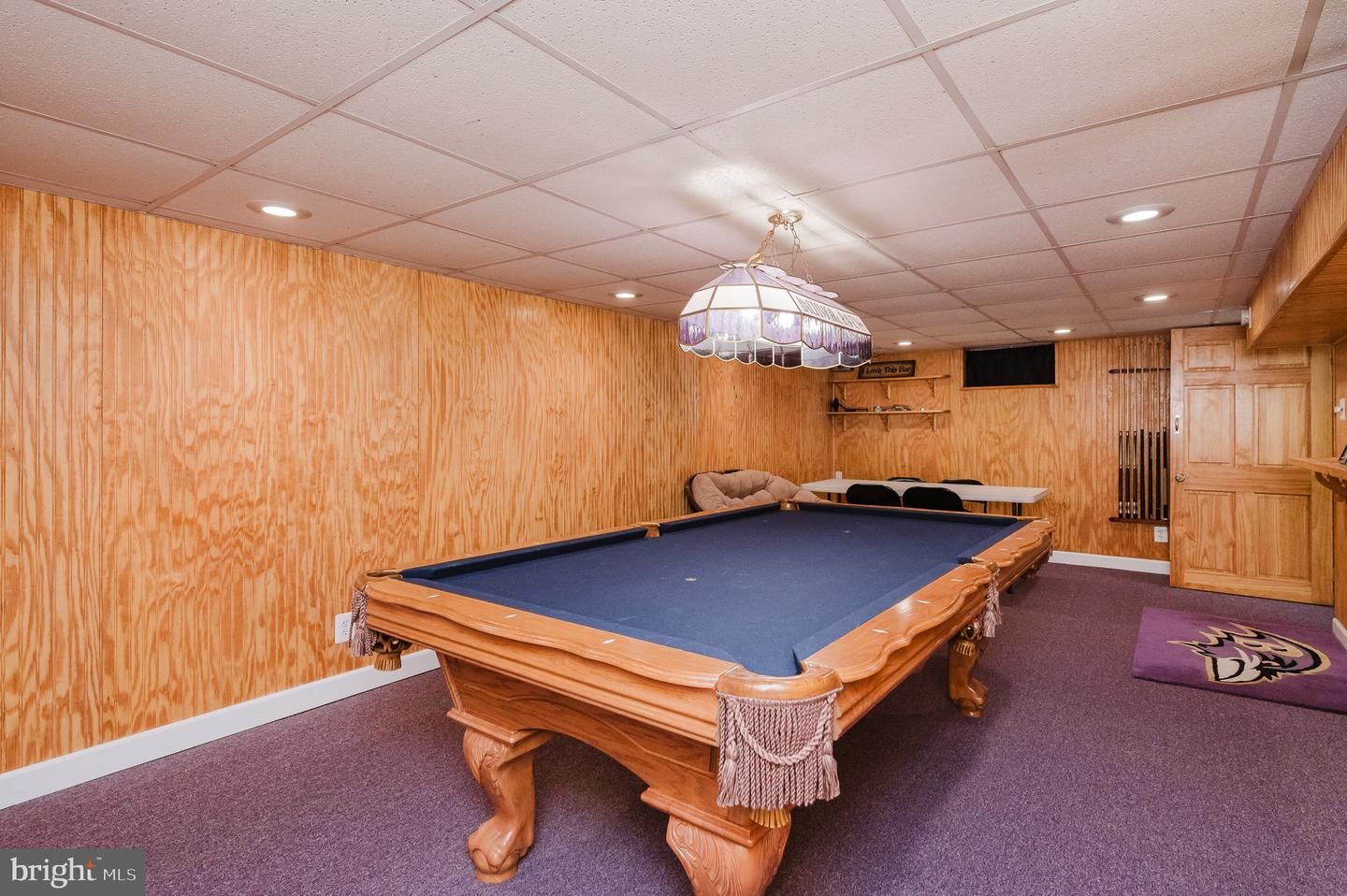 Billiard Table, Game Room, Interior, Pendant Lights, Recessed Lighting, Wooden Walls