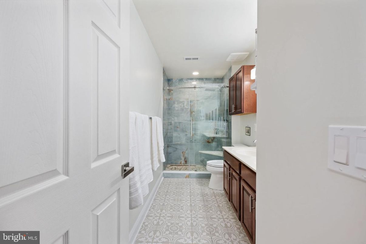 Bathroom, Glass Shower, Interior, Recessed Lighting
