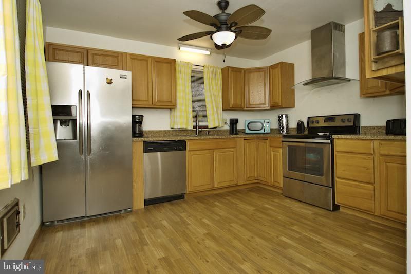 Interior, Kitchen, Stainless Steel Appliances, Wood Texture Flooring