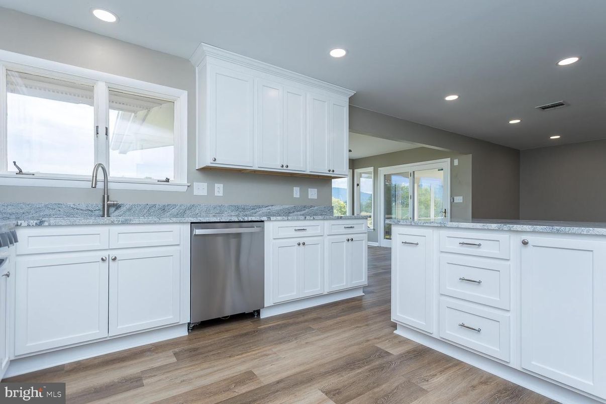 Interior, Kitchen, Recessed Lighting, Wood Texture Flooring